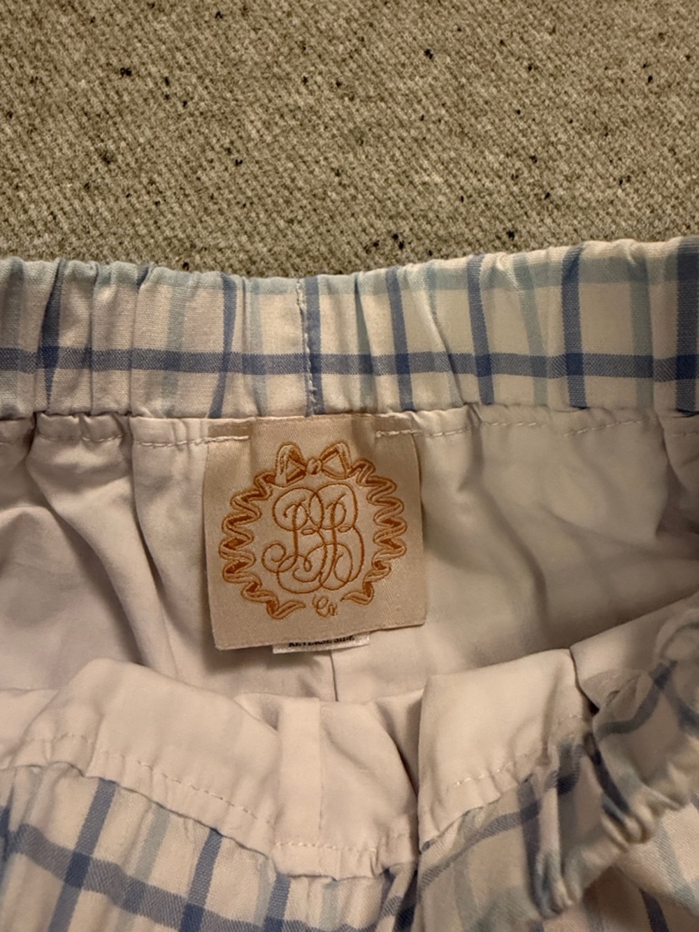 TBBC Light Blue and White Plaid Elastic Waist Shorts - Picture 2 of 4
